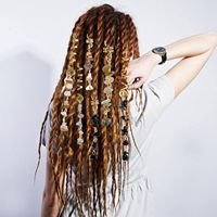 Breloques pour cheveux ethniques en pierre naturelle, cristal et métal pour tresses et dreadlocks, lot de 6 pour femmes