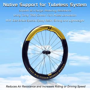 ชุดจานเบรกจักรยานเสือหมอบแบบ700C ชุดล้อคาร์บอนไฟเบอร์ความลึก4550 6560กว้าง28มม. แบบไม่มีท่อ - Product Image 1