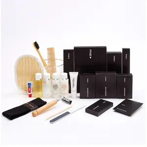 Personalizado personalizado luxo Eco Friendly biodegradável descartável 5 estrelas Hotel Guest Room amenidades Higiene Pessoal Set