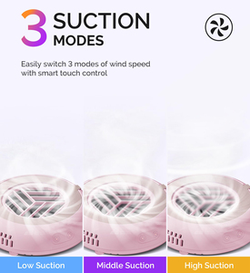 Colector de Polvo para Uñas, Ventilador de Bolsillo Rosa, Ligero, 6000 RPM, Ultra Pequeño, 3 Modos de Succión, 30 Filtros de Papel - Product Image 5