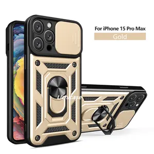 For Iphone 16 Pro Max Case With Ring Holder Slide Window Anti Gravity Armor Phone Case For Iphone 15 Pro Max 14 Protection Cover
