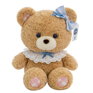 Poupée d'oreiller de lit brodée de lapin bouffée mignon véritable peluche PP coton remplissage ours Type cadeau d'anniversaire pour enfants couette - Product Image 2