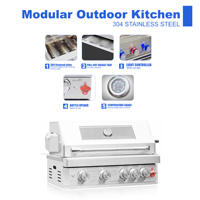 Barbecue d'extérieur encastrable moderne en acier inoxydable de qualité supérieure, brûleur arrière infrarouge, convertible propane/gaz naturel, réglable pour les fêtes