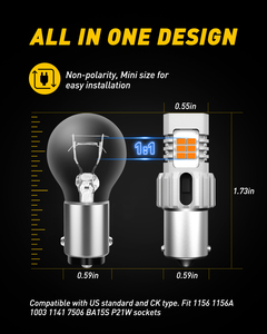 Bombillas LED Ámbar 1156 BA15S para Intermitentes, Sin Errores de Hiperflash - Product Image 2