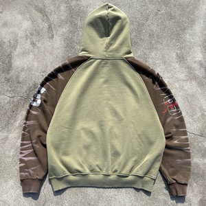 Sudadera con capucha de algodón de 500 g/m² para hombre, con logo personalizado, estilo urbano, lavado ácido, oversize, con cremallera - Product Image 2