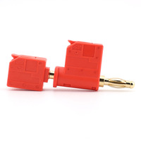 Connecteur de borne sans soudure à prise banane 4 mm plaqué or en plastique rouge et cuivre, directement de l'usine