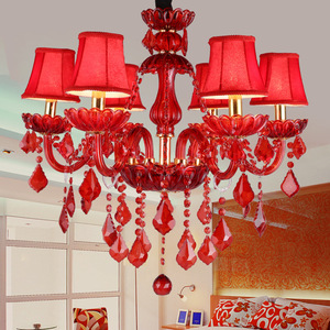 L'europe Cristal Bougie ampoule lampe Rouge verre corps Tissu couverture mariage Lustres - Product Image 2