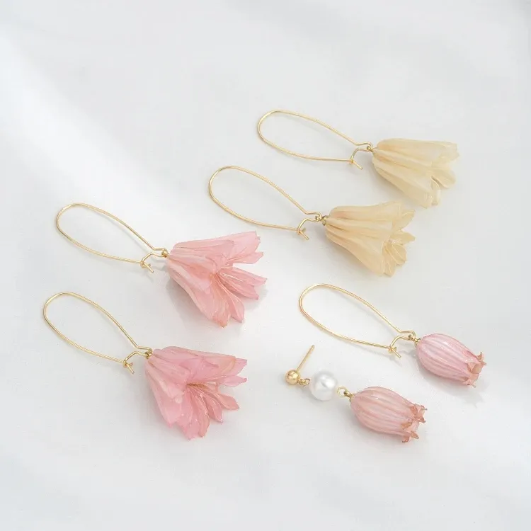 Natural Environmental Protection Lily Of The Valley Earrings Accessories Dried Flowers Semi-Finished Handmade Resin Diy Jewelry
