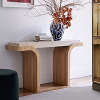 Table d'entrée moderne de luxe, table console créative à pieds arqués, table à texture de pierre pour villa, hôtel, couloir