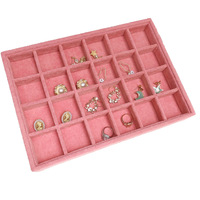 Usine spéciale rose glace fleur flanelle anneau plateau boucles d'oreilles collier plateau de rangement bijoux présentoir en gros