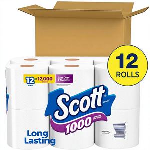 Papier toilette Scott 1000 3 plis en pâte de bois mélangée, 12 rouleaux, 1000 feuilles par rouleau (12000 feuilles au total) - Product Image 1