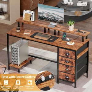 Customized cross-border computer <b>desk</b>, laptop desktop computer <b>desk</b>, home floor-standing <b>desk</b> with storage and power outlet. - Product Image 4