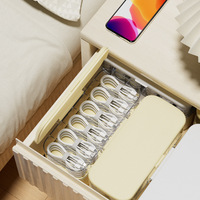 Caja Organizadora de Cables Apilable con Compartimentos, Caja de Almacenamiento de Cables de Plástico PP para el Hogar y la Oficina