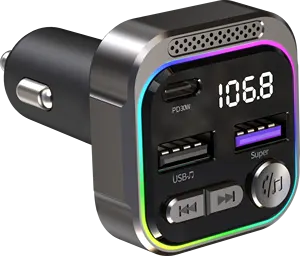 NUEVO Reproductor de Mp3 de carga rápida para automóvil PD30W Transmisor FM con cargador de automóvil Usb con reproductor de MP3 para automóvil con calidad de sonido estereoscópico 3D