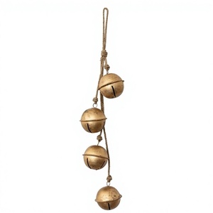 Antique Style <b>Brass</b> Wind Chime Round Bells Gold Plated Hanging <b>Ornament</b> for Home Decoration - Product Image 1
