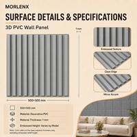 Panneau mural 3D en PVC gris à rainures verticales MORLENX, revêtement mural linéaire à nervures pour couloir de bureau, décoration commerciale