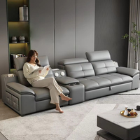 Modelo 2026 Sofá Cama Plegable Multifuncional de Estilo Simple para Apartamentos Pequeños, en Cuero Crema para Sala de Estar