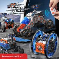 Lehoo Juguetes Juegos de bloques de construcción Juguete 4 en 1 DIY Transforming STEM Robot Programación Stunt Car Electric RC Car
