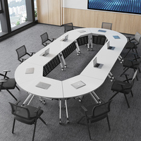 Table de conférence mobile pliable - Ensemble de bureau modulaire sur roulettes avec design minimaliste, construction durable et montage facile