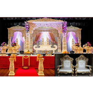 Décorations de mariage royales gujarathies, mandap Bollywood, mandap Rajwada, mandap durable en fibre sculptée et panneau Maharani pour les fêtes UKUK - Product Image 1