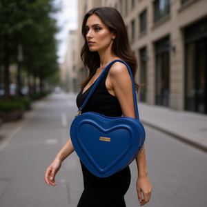 Sac à bandoulière en forme de cœur bleu royal raffiné pour femmes Fana avec fermeture à glissière, en cuir, bandoulière unique, toutes saisons - Product Image 2