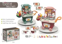 ITTL Chariot de jeu d'imitation pour enfants avec lumières et musique, table de cuisine, jouet pulvérisateur, maison de jeu pour garçons et filles