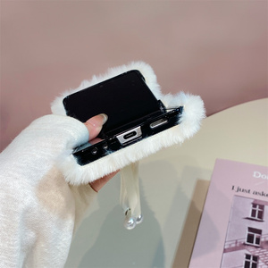 Elegante Custodia Protettiva per Samsung <span class=keywords><strong>Galaxy</strong></span> Z Flip 8-3 in Peluche Morbido con Fiocco di Perle e Ciondolo a <span class=keywords><strong>Cartone</strong></span> <span class=keywords><strong>Animato</strong></span>, con Cordino da Polso - Product Image 6