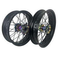 Jeu de roues Supermoto 17 EXC SXF 125 250 450 500 en alliage d'aluminium CNC durable, jantes de course Motard anodisées arc-en-ciel néochrome, pièces de rechange