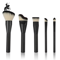 5PCS Kuas Makeup Sintetis Hitam Model Sudut Datar Grosir Produsen Smudge Label Pribadi Kustom Set Kuas Makeup Travel