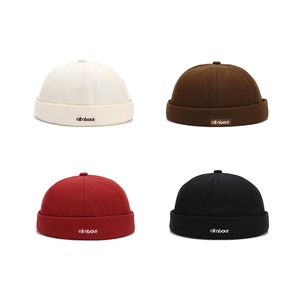 Hip Hop Mode Street Hat Retro Beanie Hut Verstellbarer Hut Feste Farben Krempen lose Kappen Brief Stickerei Docker Cap ohne Visier - Product Image 4
