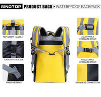 Logo personnalisé 500D PVC Bâche 30L Roll Top Sac à dos de randonnée résistant à l'eau pour hommes Camping en plein air Activités d'alpinisme