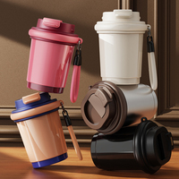 Mini Taza de Café de Cerámica de 320 ml con Diseño Bonito, Taza de Viaje con Aislamiento al Vacío, Termo de Oficina con Cuerda Portátil para Regalos