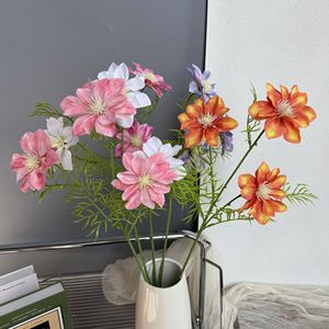 Jinxi Clematis <b>Artificial</b> <b>Flowers</b> 3D Printed Silk Fabric Wedding Home Decor 5-9Q-1-3 Head Orange Pink White - Product Image 1