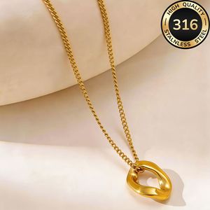 Collier en acier inoxydable avec pendentif ovale torsadé de style bohème, résistant à la décoloration et à l'oxydation, cadeau pour femmes - Product Image 4