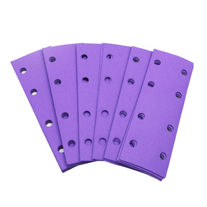 JTS กระดาษทรายแห้ง8รูขนาด198*70มม. แผ่นเซรามิกสีม่วงมีกาวในตัวแผ่นขัดความแข็ง90 - Product Image 1