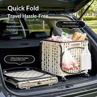Chariot de courses pliable en plastique grande capacité avec roues, panier de rangement multifonctionnel, utilisation domestique, portable et moderne