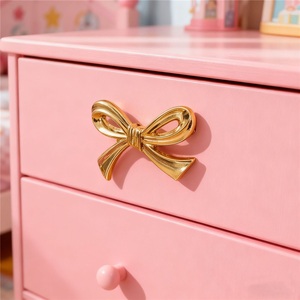 Poignée de tiroir en alliage de zinc de luxe léger à trou unique, design créatif nœud rose, moderne, pour petite armoire ou commode - Product Image 3