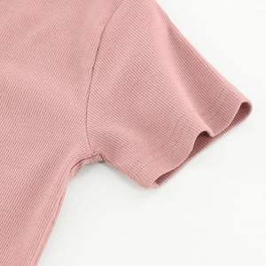 Chemise <span class=keywords><strong>polo</strong></span> à manches courtes pour enfants avec chemise Henley à 3 boutons pour filles Chemise <span class=keywords><strong>polo</strong></span> sans col en coton tricoté Vêtements pour enfants - Product Image 3