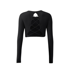 Customized Lightweight Plus Size HollowOut Sexy Backless Fitness Yoga Top Chest <b>Cushion</b> Wearable Outerwear LongSleeved Training - Product Image 5