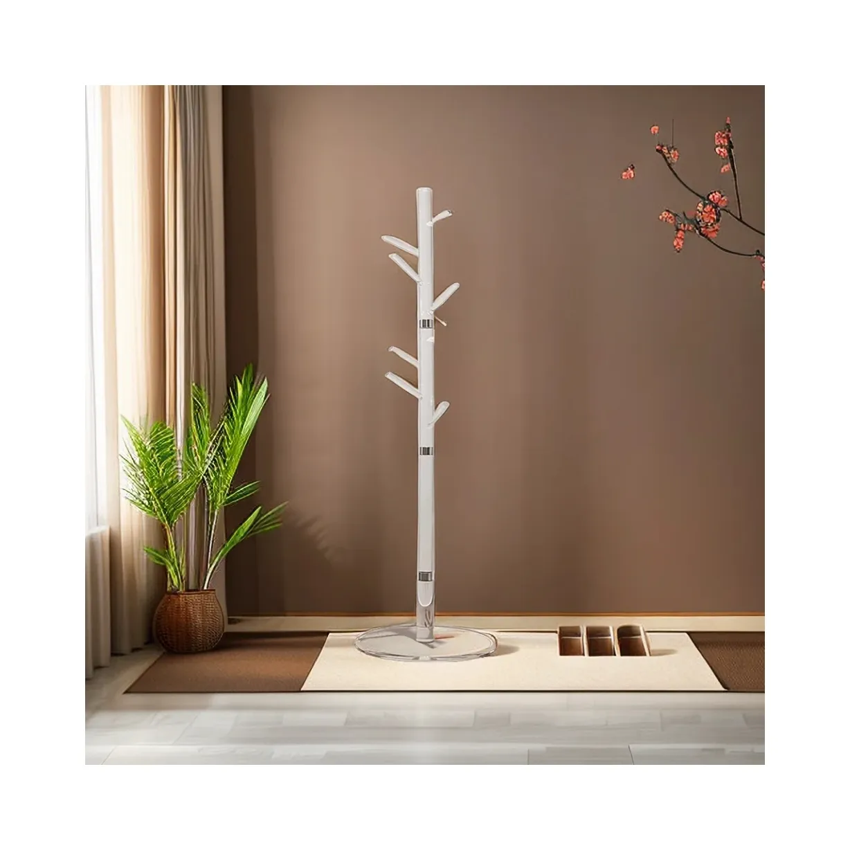 Baum dekorative Acryl möbel Robuste freistehende Kleider taschen Rack Stand Boden Typ Transparenter Acryl Kleiderbügel