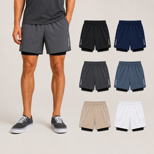 Pantalones Cortos Deportivos de Secado Rápido para Hombre con Logotipo Personalizado, Cintura Elástica con Franja Lateral, Color Sólido, Casuales, para Entrenamiento y Gimnasio - Product Image 1
