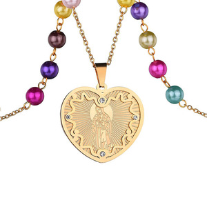 Collar de acero inoxidable con cuentas coloridas, venta al por mayor de fábrica, para Rosario religioso para rezos de Iglesia, señora de la Santa María - Product Image 5