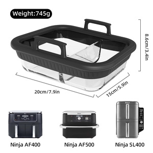 Manchon en silicone Issili pour plat de cuisson en verre de friteuse à air, plat de cuisson en verre pour friteuse à air Ninja AF400 - Product Image 3