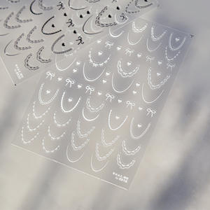 Autocollants pour ongles TSZS, nouvelle ligne française mignonne avec nœud, autocollants pour ongles en dentelle 3D, ligne française, autocollants pour ongles - Product Image 3