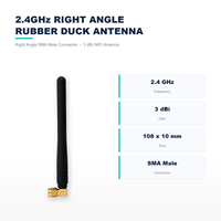 Antenne WiFi 2,4 GHz à angle droit en caoutchouc, 3dBi, connecteur SMA mâle, 108 mm, plaquée or, en TPE, pour routeur, passerelle, IoT
