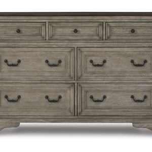 Aparador Rústico con Acabado Gris, 7 Cajones, Madera y Hierro, Diseño Clásico Tallado, para Sala de Estar, Comedor, Cocina, Dormitorio, Hotel - Product Image 2