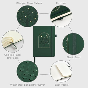 <span class=keywords><strong>Cuaderno</strong></span> de Regalo de Lujo con <span class=keywords><strong>Tapa</strong></span> <span class=keywords><strong>Dura</strong></span> de Cuero Vegano <span class=keywords><strong>Verde</strong></span> Bosque, 5.8x7 Pulgadas, Páginas de Papel Marfil de 100gsm, Rayado, Cuadriculado y Punteado - Product Image 3