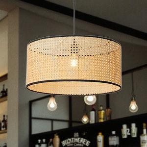 Toptan el dokuması doğal bambu Rattan aydınlatma parçaları ev ve bahçe dekor asılı asılı abajur kapak - Product Image 5