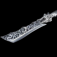 Couteau de coupe en acier inoxydable à haute teneur en carbone forgé à la main de Longquan chinois poignée sculptée en métal faucille en forme d'éventail