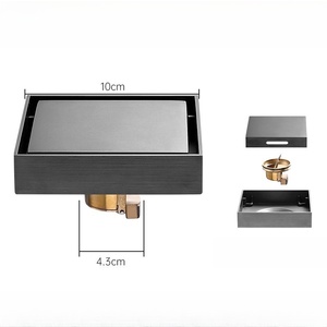 Siphon de sol carré moderne 10 cm noir mat anti-odeur et anti-insectes pour salle de bain avec valve à joint profond - Product Image 6
